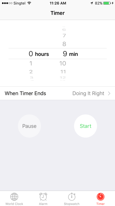 iOS Apple Clock text and UI elements filled in