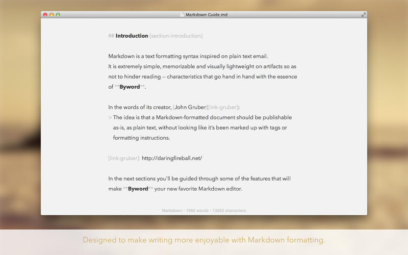 A screen shot of the Byword editor