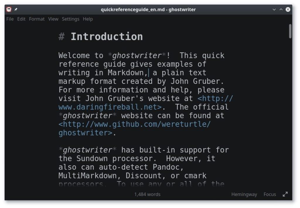 Ghostwriter Markdown editor screenshot