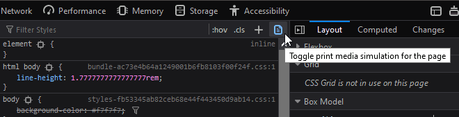 Firefox print preview mode