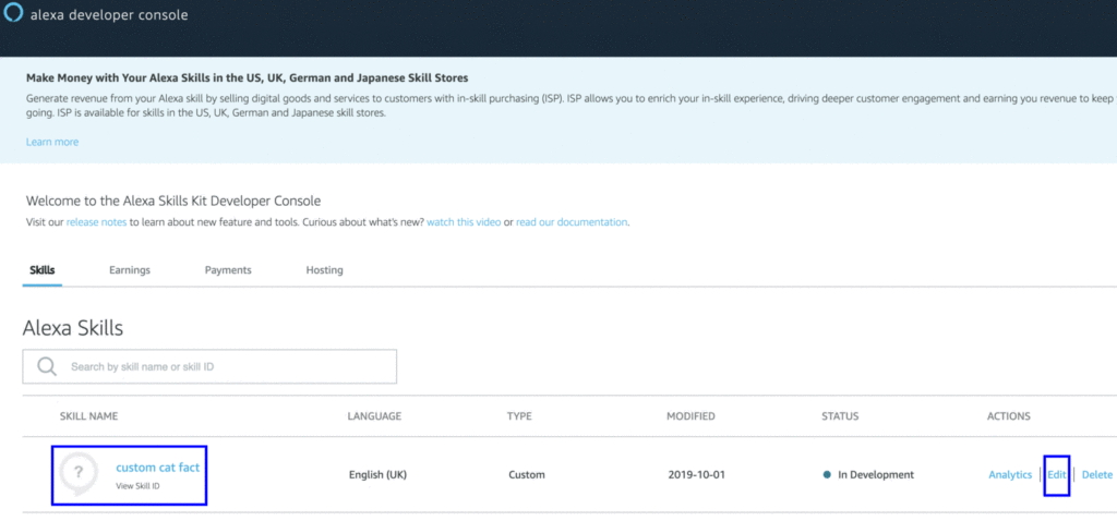 Modify Alexa Skill
